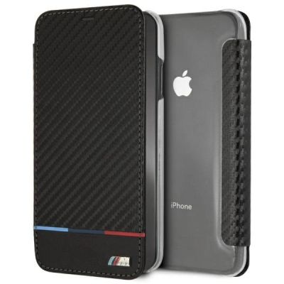 BMW Carbon Tricolor Stripe iPhone XS Max Hülle - Schwarz