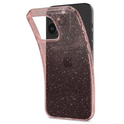6. Spigen Liquid Crystal Glitter Hülle für iPhone 15 Pro Max – rosa und transparent