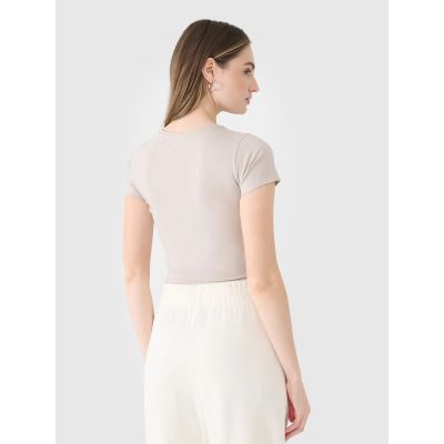 5. Damen Crop Top schlichtes T-Shirt 4F 4FRSS25TTSHF2695-83S