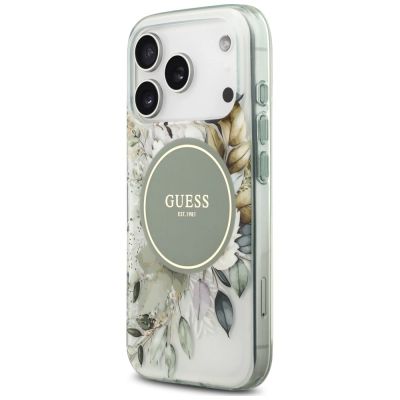 2. Guess IML Flower & Tonal Circle MagSafe Hülle für iPhone 18 Pro / 17 Pro – grün