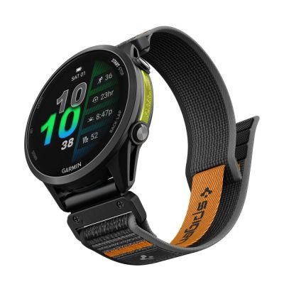 2. Spigen Athlex Air Armband für Garmin QuickFit 22 mm – Schwarz und Orange