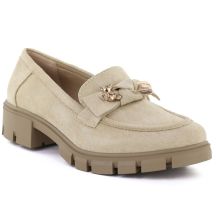 Damen-Wildlederschuhe mit Verzierung, beige M.Daszyński MR23106