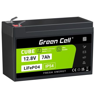 2. GREEN CELL LIFEPO4 CUBE-AKKU 7AH 12V/12,8V 89,6Wh LFPGC12V7AH