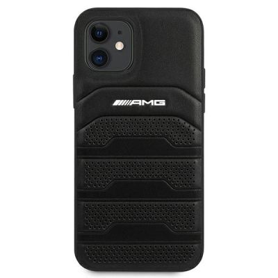 3. AMG Lederhülle mit geprägten Linien für iPhone 12 mini – Schwarz