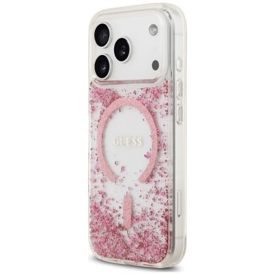 2. Guess MagSafe Hülle mit Glitzerboden aus Kunstharz für iPhone 18 Pro / 17 Pro – Pink