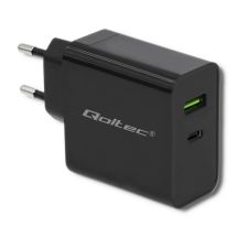 QOLTEC Wandladegerät 42 W | 5–20 V | 2,25–3 A | USB Typ C PD | USB | Schwarz
