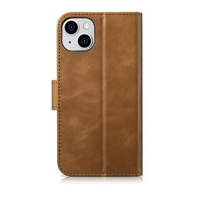 13. iCarer Oil Wax Wallet Case 2in1 Cover iPhone 14 Plus Anti-RFID Leder Flip Case Braun (WMI14220723-TN)