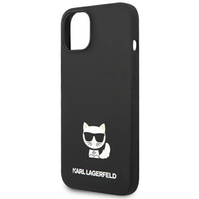 6. Karl Lagerfeld Silikon-Schutzhülle „Choupette“ für iPhone 13 / 14 / 15 – Schwarz