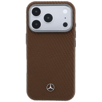 3. Mercedes Leder-Halbhülle in Holzoptik mit MagSafe-Funktion für iPhone 17 Pro – Braun