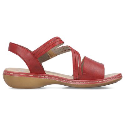 11. Rieker W RKR685 bequeme Ledersandalen rot