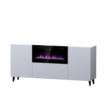 PAFOS Kommode mit Elektrokamin 180x42x82 weiß matt
