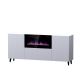 PAFOS Kommode mit Elektrokamin 180x42x82 weiß matt