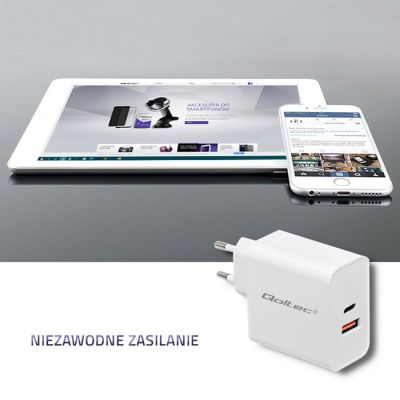 7. QOLTEC Wandladegerät 63 W | 5–20 V | 1,5–3 A | USB Typ C PD | USB QC 3.0 | Weiß