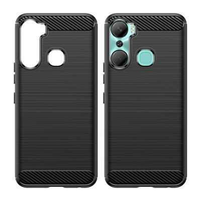 8. Carbon Case Hülle für Infinix Hot 12 Pro flexible Silikon Carbon Hülle schwarz