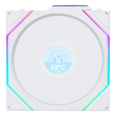 Lian Li UNI FAN TL Kabelloser LCD-Lüfter, ARGB, PWM – 120 mm, weiß