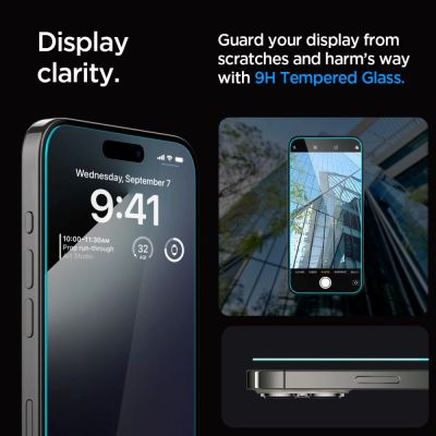 8. Spigen Glas.tR EZ Fit gehärtetes Glas für iPhone 15 Pro - 2 Stk.