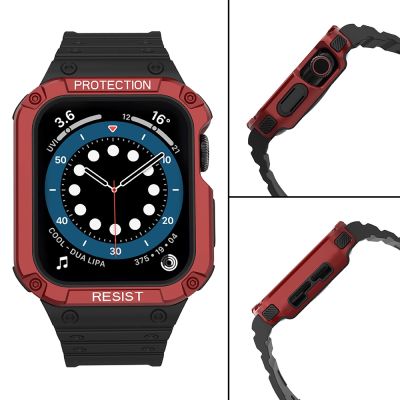 4. Schutzarmband für Apple Watch 38/40/41 mm Panzergehäuse-Armband - Schwarz, Rot