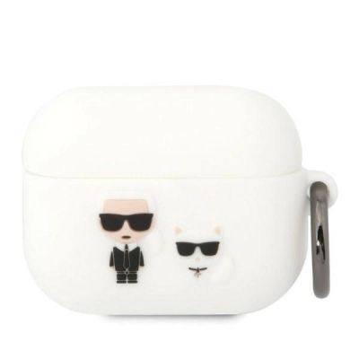 Karl Lagerfeld KLACAPSILKCW AirPods Pro Cover weiß/weiß Silikon Karl & Choupette