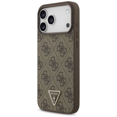 2. Guess Leather 4G Triangle Strass MagSafe Case für iPhone 17 Pro Max - Braun