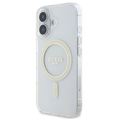 2. Guess IML Glitter Circle MagSafe Hülle für iPhone 16 – transparent