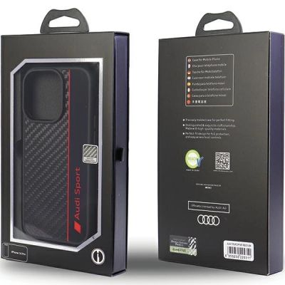 5. Audi Carbon Fiber Stripe iPhone 13 Pro Max 6,7" schwarz/schwarz Hardcase AUS-TPUPCIP13PM-R8/D1-BK