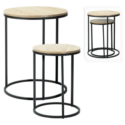 Set aus 2 Couchtischen mit Holzplatte