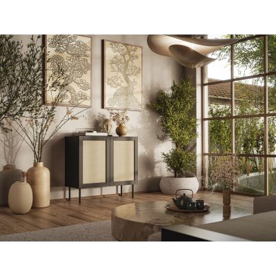 3. Jute-Kommode 2D 100x39,5x90 schwarz + Calabria Linoleum