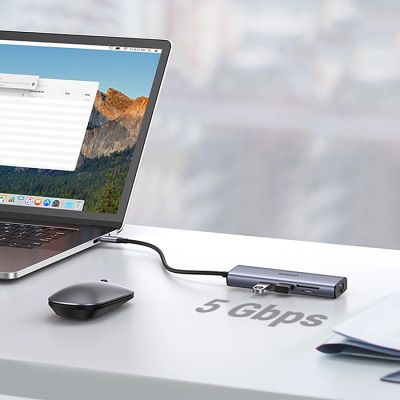 21. Ugreen CM512 90568 USB-C-Adapter – 2x USB-A 3.0 / HDMI / RJ45 / SD- und TF-Kartenleser / USB-C PD 100 W – Grau