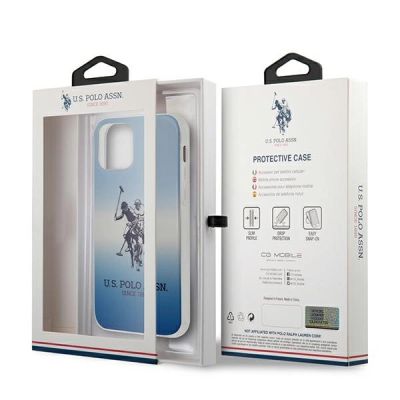 10. US Polo Assn. Gradient Pattern Collection iPhone 12 mini Hülle - Blau