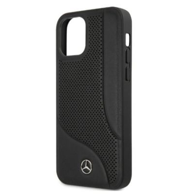 6. Mercedes Leder-Perforated Area Case für iPhone 12 Pro Max - Schwarz