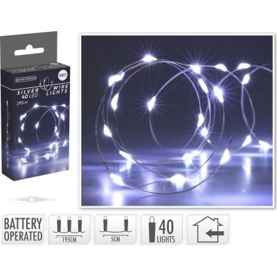 9. Batteriebetriebene Lichterkette mit 40 LEDs, kaltweiß