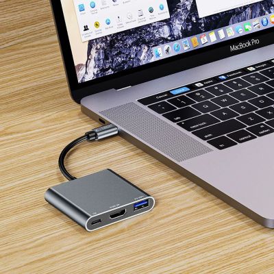 5. HUB Tech-Protect V1 3in1 USB-C – USB-A 3.0 / USB-C PD 100 W / HDMI 4K 30 Hz – Grau