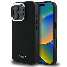 DKNY Plain Silver Logo MagSafe-Hülle für iPhone 16 Pro Max – Schwarz
