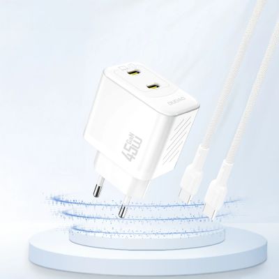 2. Dudao A28PEU PD 45W GaN 2xUSB Wandladegerät - Weiß
