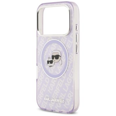 6. Karl Lagerfeld IML Glitter Karl & Choupette Heads Logo MagSafe Case für iPhone 17 Pro - Lila
