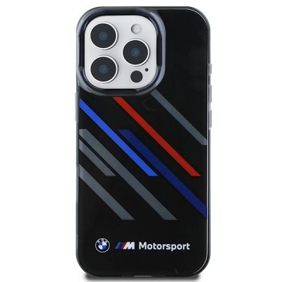 3. BMW Motosport IML Random Stripes Hülle für iPhone 16 Pro Max – Schwarz