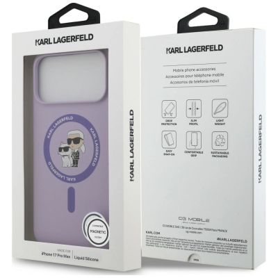 8. Karl Lagerfeld Silicone Karl&Choupette Ring MagSafe Hülle für iPhone 18 Pro Max / 17 Pro Max – Lila