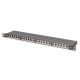 Hochdichtes Patchpanel 19 Zoll, 24x RJ45, LSA-Level, Cat. 6, geschirmt, 0,5 HE, schwarz, Kabelführung