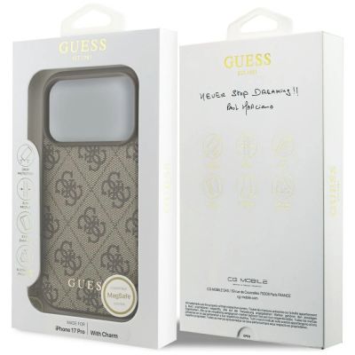 7. Guess 4G Charms Collection MagSafe Hülle für iPhone 17 Pro - braun