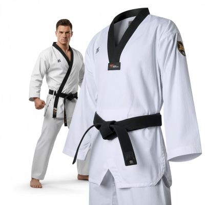 Dobok für Taekwondo MTX 2 Schwarz – zugelassen von World Taekwondo (WT) | MOOTO