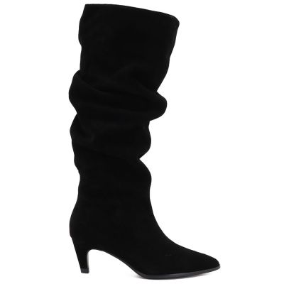 2. Damen-Lederstiefel, gerüscht, schwarz, Vinceza ZHI27-89167
