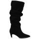 2. Damen-Lederstiefel, gerüscht, schwarz, Vinceza ZHI27-89167
