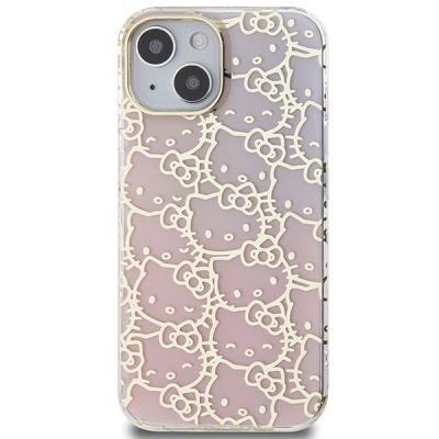3. Hello Kitty IML Gradient Electrop Crowded Kitty Head Hülle für iPhone 15 – Rosa