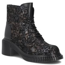 Schwarze Damen-Ankle-Boots aus Leder mit Blumenmuster, Filippo DBT8072/26