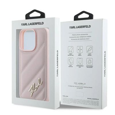 8. Karl Lagerfeld Quilted Signature Hülle für iPhone 16 Pro Max – Rosa