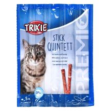 TRIXIE Stick Quintett Premio Sticks mit Lachs und Forelle – ein Leckerbissen für Katzen – 5 x 5 g