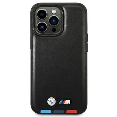 3. Hülle BMW BMHMP14L22PTDK iPhone 14 Pro 6.1 "schwarz / schwarz Leder Stamp Tricolor Magsafe