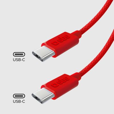 10. SBS TECABLETISSUETCCR USB-C – USB-C-Kabel 1,5 m 60 W geflochten – rot