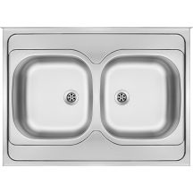Edelstahlspüle, 2 Becken - Aufsatz ZM6_020N 5907650846543
