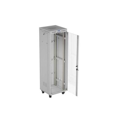 5. LANBERG Standschrank 19" 42U 600x600 Graue Glastür LCD (Flatpack) V2